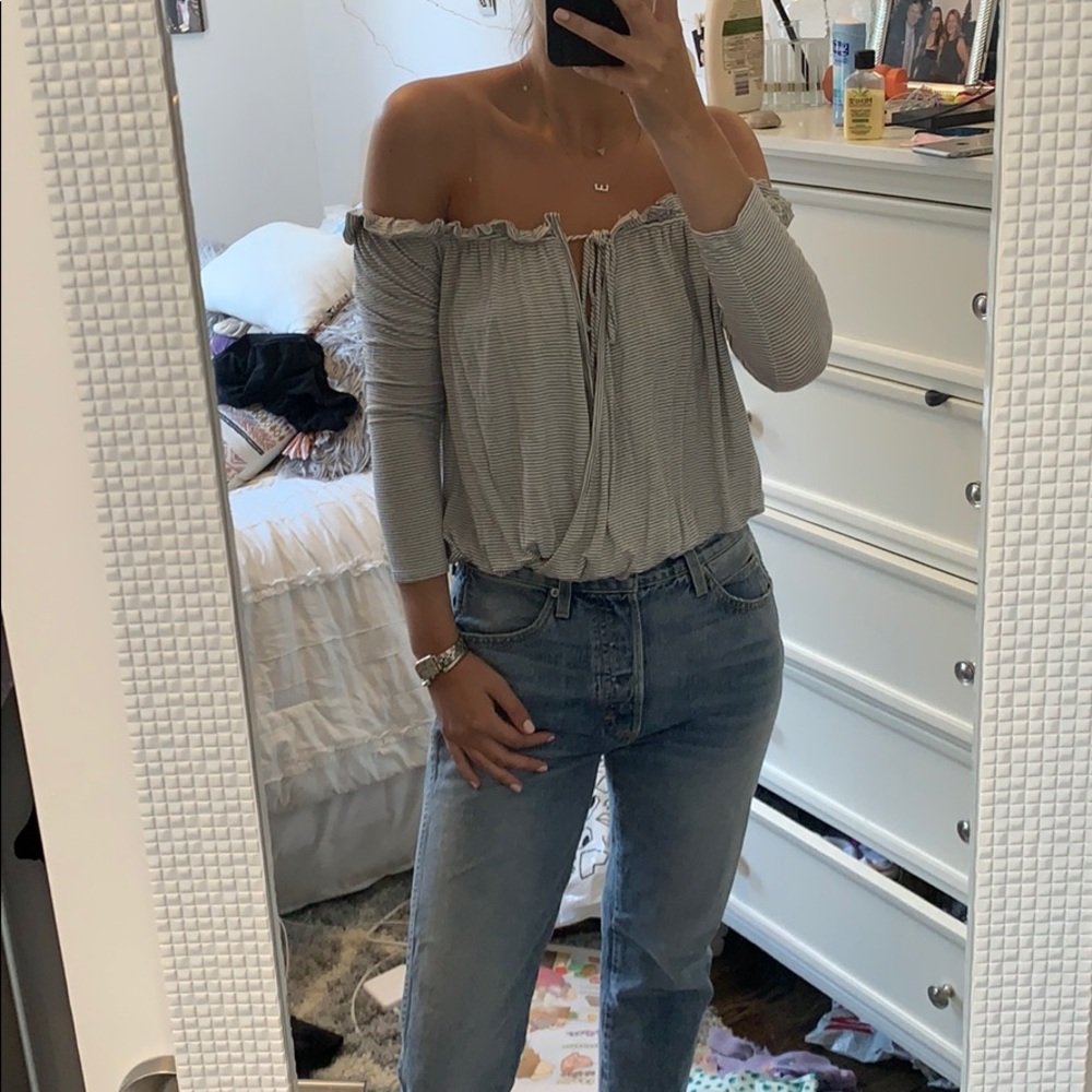 Adorable off the shoulder top!